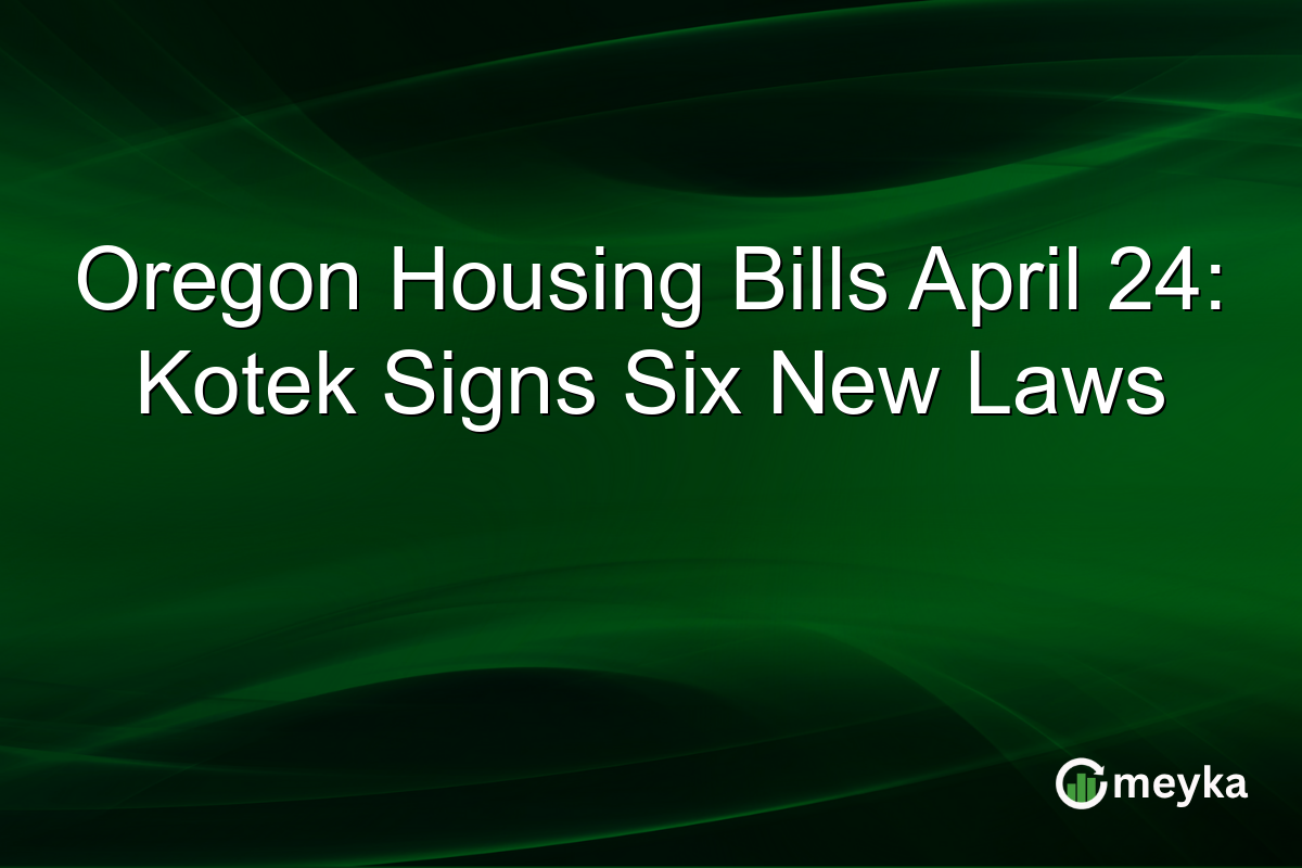 Oregon Housing Bills April 24: Kotek Signs Six New Laws