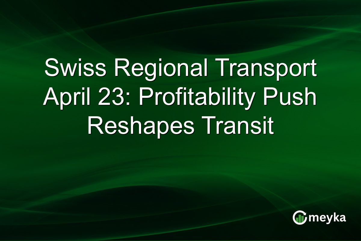 Swiss Regional Transport April 23: Profitability Push Reshapes Transit