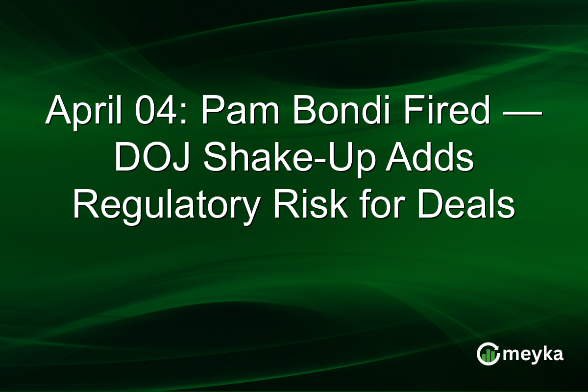 April 04: Pam Bondi Fired — DOJ Shake-Up Adds Regulatory Risk for Deals