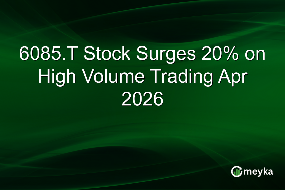 6085.T Stock Surges 20% on High Volume Trading Apr 2026