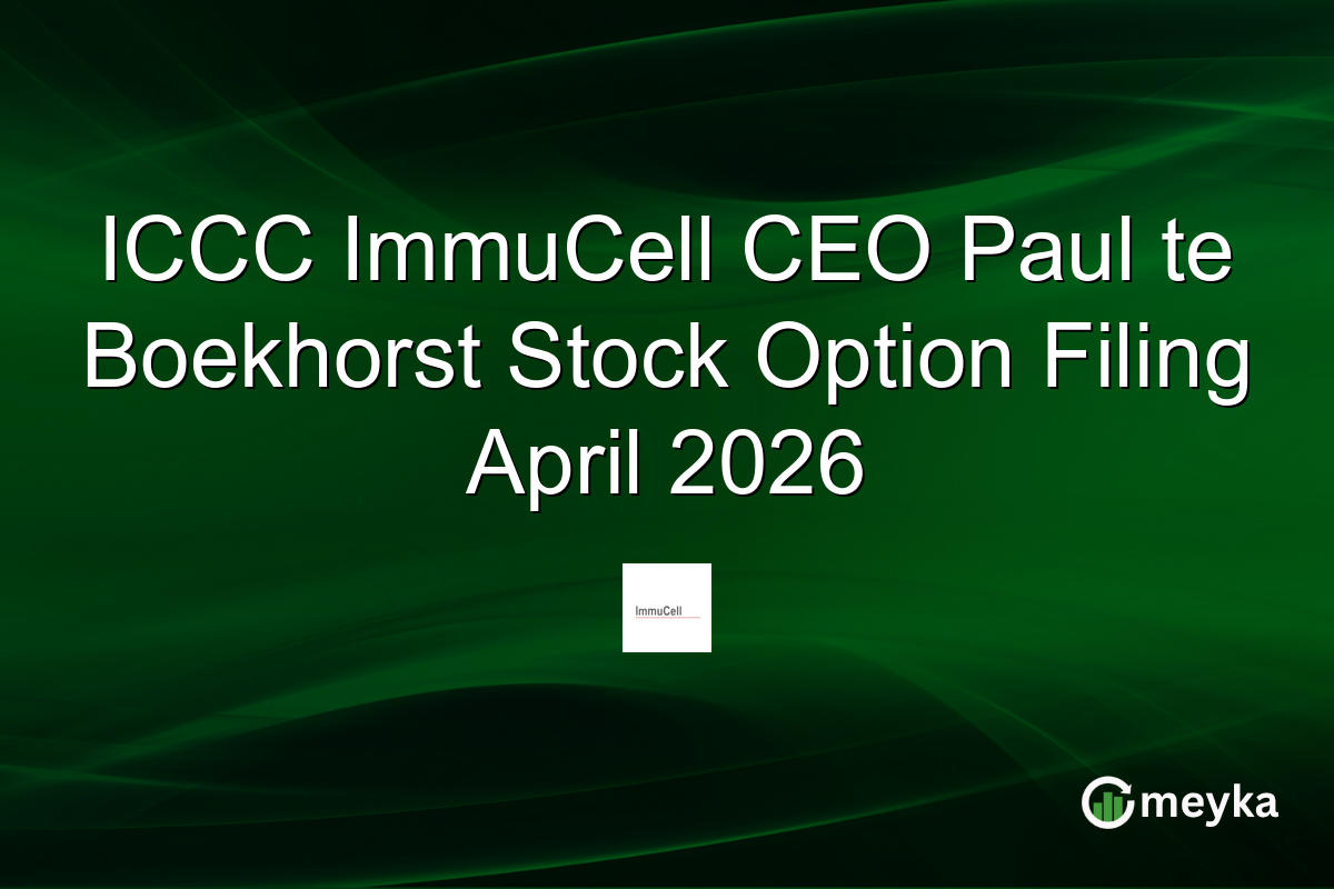 ICCC ImmuCell CEO Paul te Boekhorst Stock Option Filing April 2026
