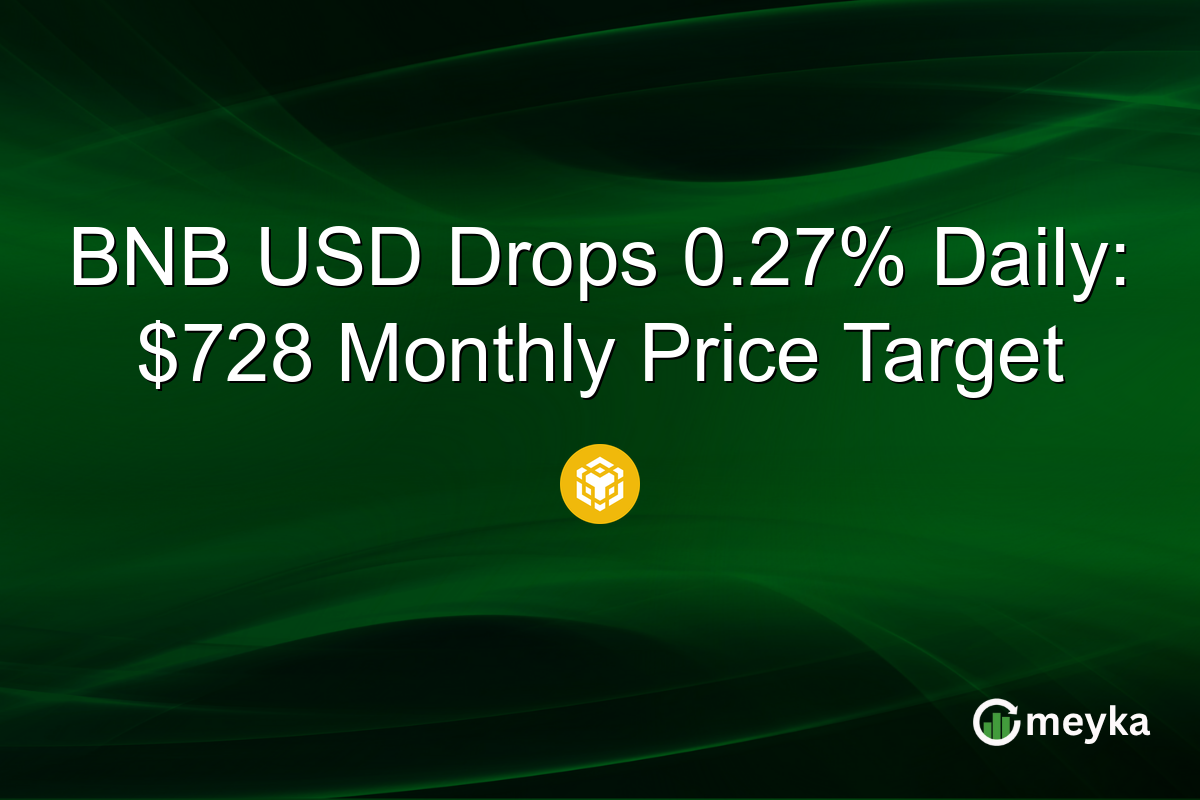 BNB USD Drops 0.27% Daily: $728 Monthly Price Target