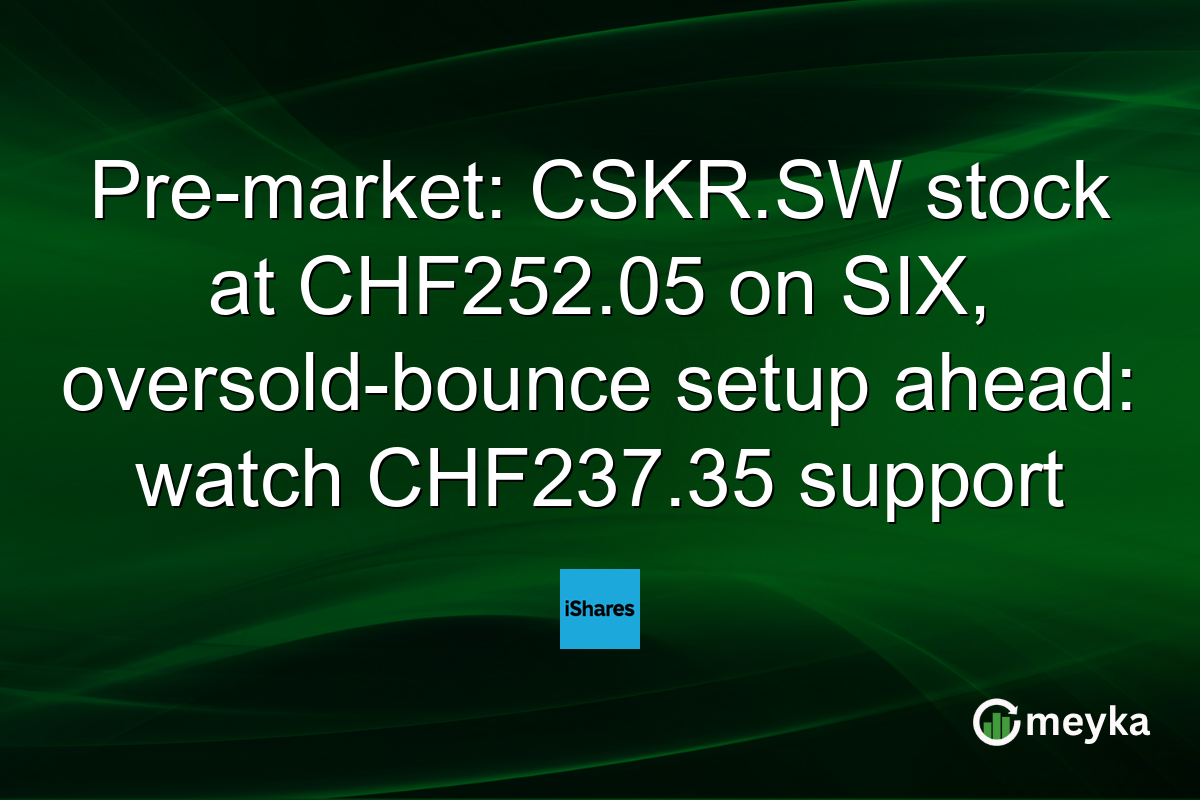 Pre-market: CSKR.SW stock at CHF252.05 on SIX, oversold-bounce setup ahead: watch CHF237.35 support