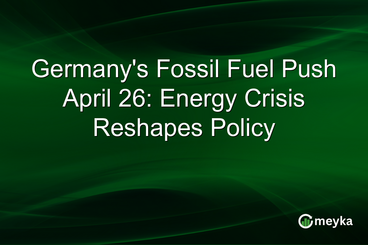 Germany’s Fossil Fuel Push April 26: Energy Crisis Reshapes Policy