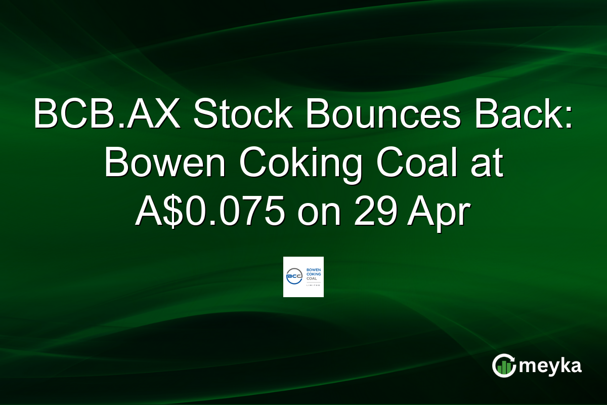BCB.AX Stock Bounces Back: Bowen Coking Coal at A$0.075 on 29 Apr