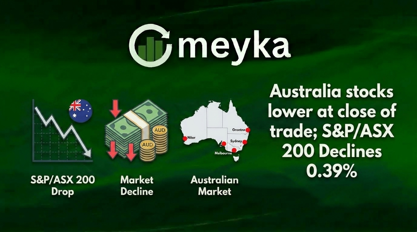 Australia stocks lower at close of trade; S&P/ASX 200 Declines 0.39%