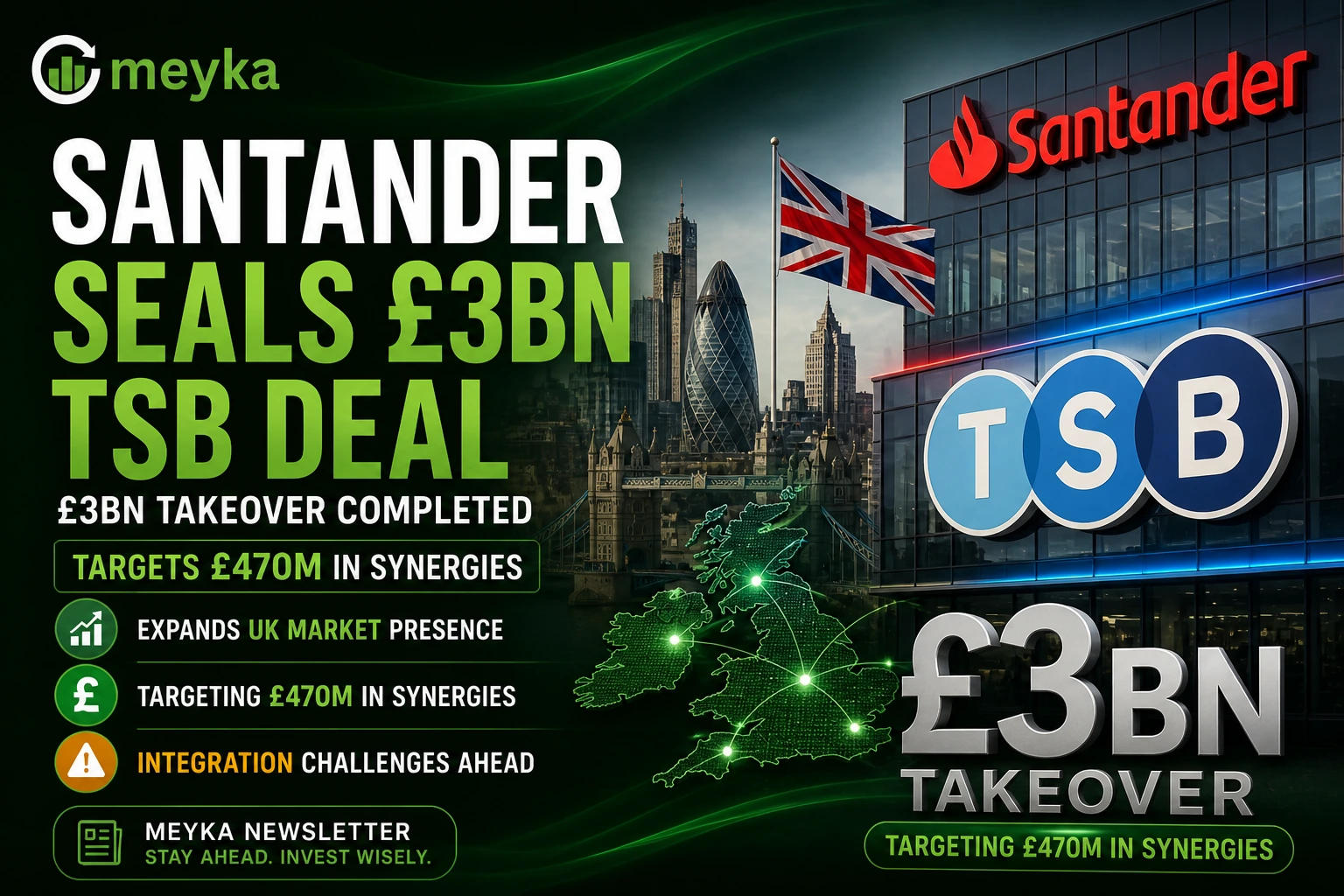 Santander completes ~£3bn TSB takeover, targeting £470m in synergies