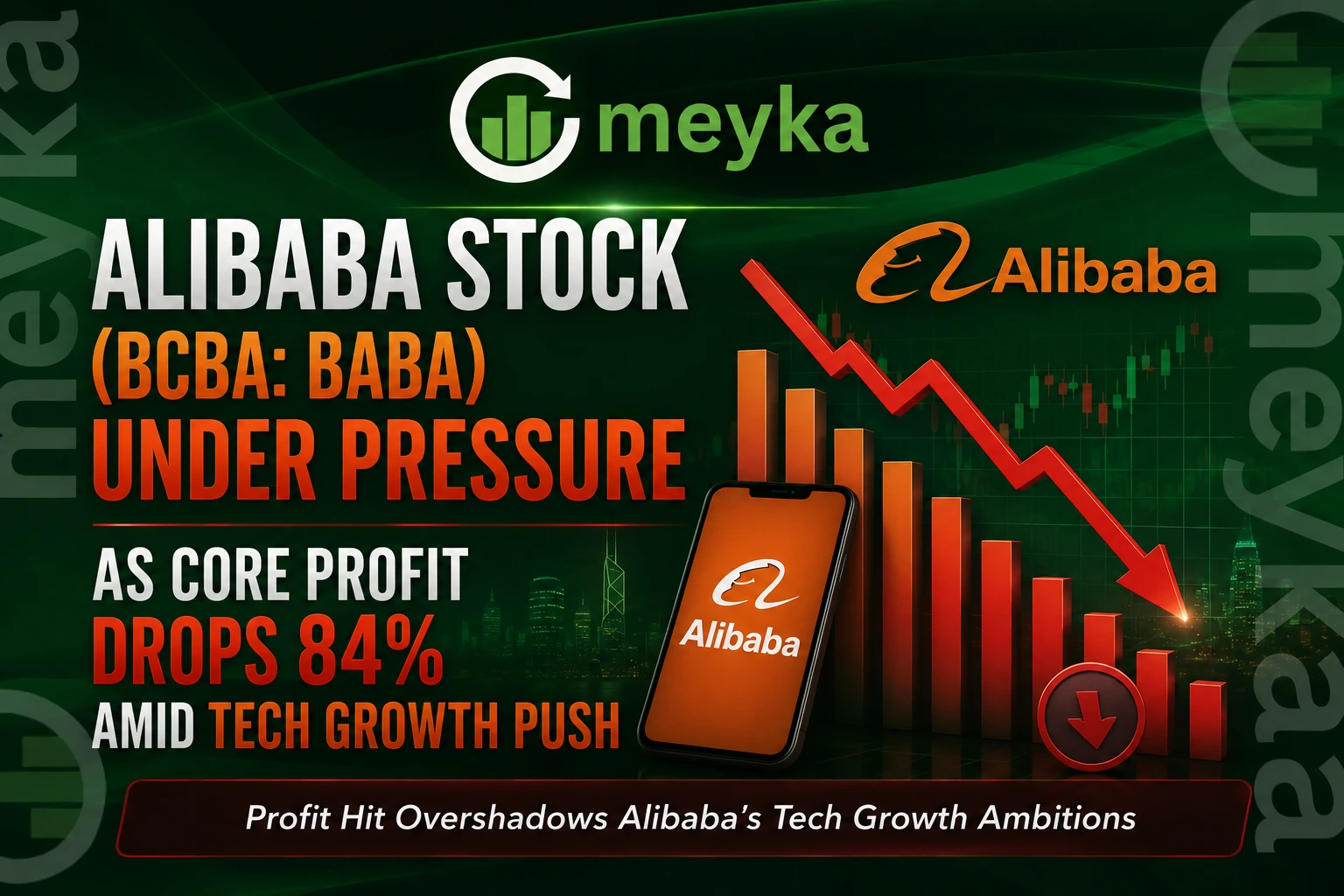 Alibaba Stock (BCBA: BABA) Under Pressure as Core Profit Drops 84% Amid Tech Growth Push