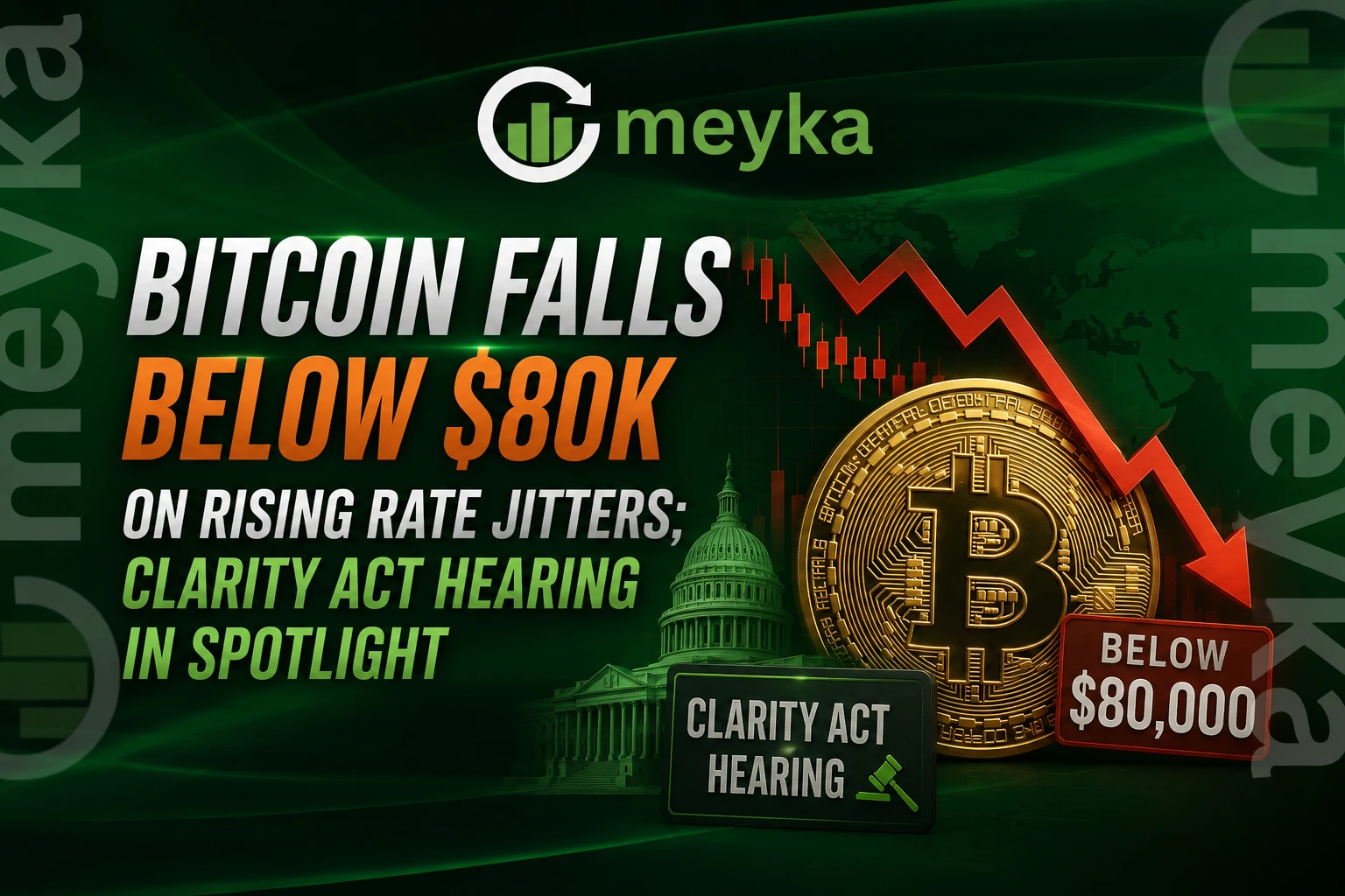 Bitcoin Falls Below $80K on Rising Rate Jitters; Clarity Act Hearing in Spotlight