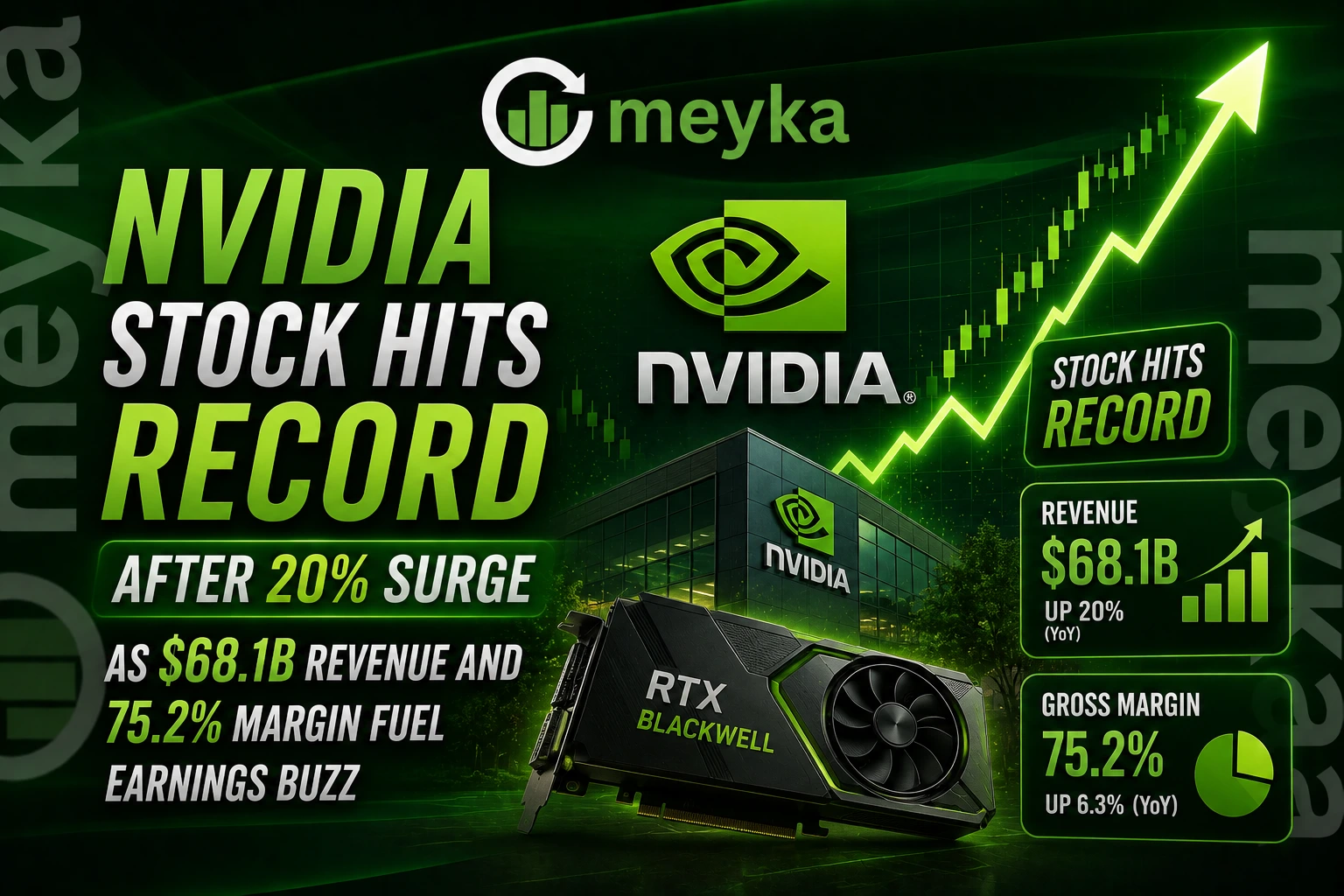 NVIDIA Stock Hits Record After 20% Surge as $68.1B Revenue and 75.2% Margin Fuel Earnings Buzz