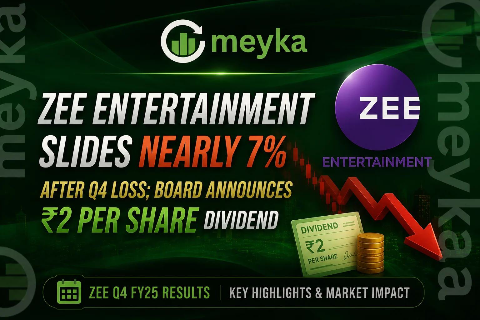 Zee Entertainment Slides Nearly 7% After Q4 Loss; Board Announces ₹2 Per Share Dividend