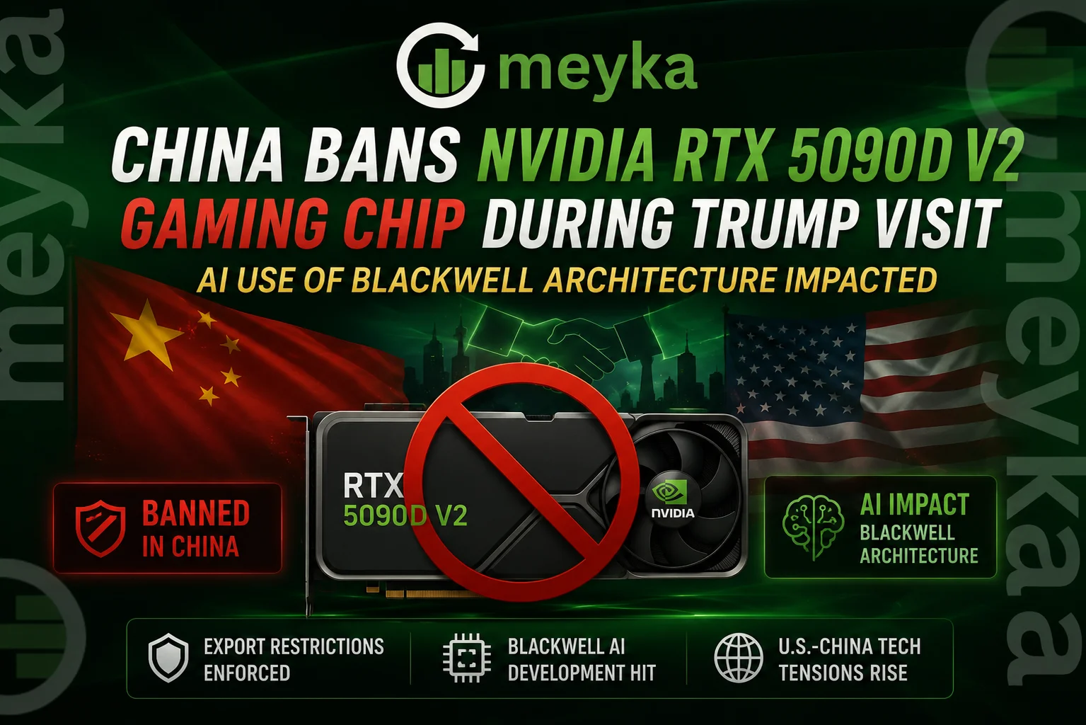 China Bans Nvidia RTX 5090D V2 Gaming Chip During Trump Visit; AI Use of Blackwell Architecture Impacted