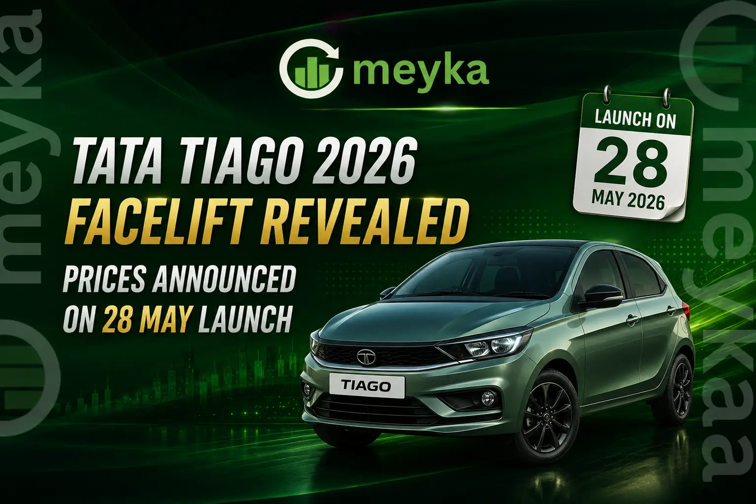 Tata Tiago 2026 Facelift Revealed, Prices Announced on 28 May Launch