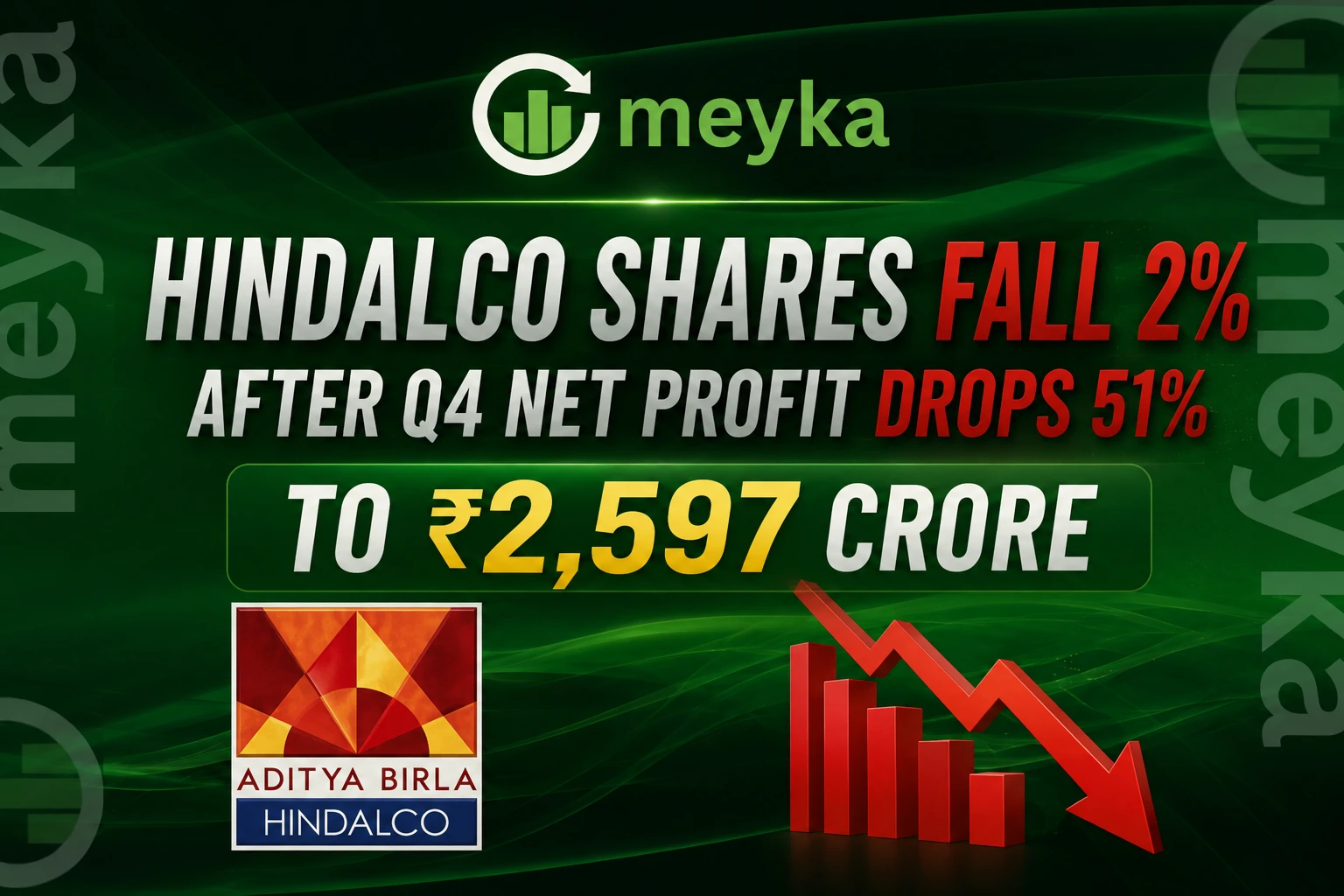 Hindalco Shares Fall 2% After Q4 Net Profit Drops 51% to ₹2,597 Crore