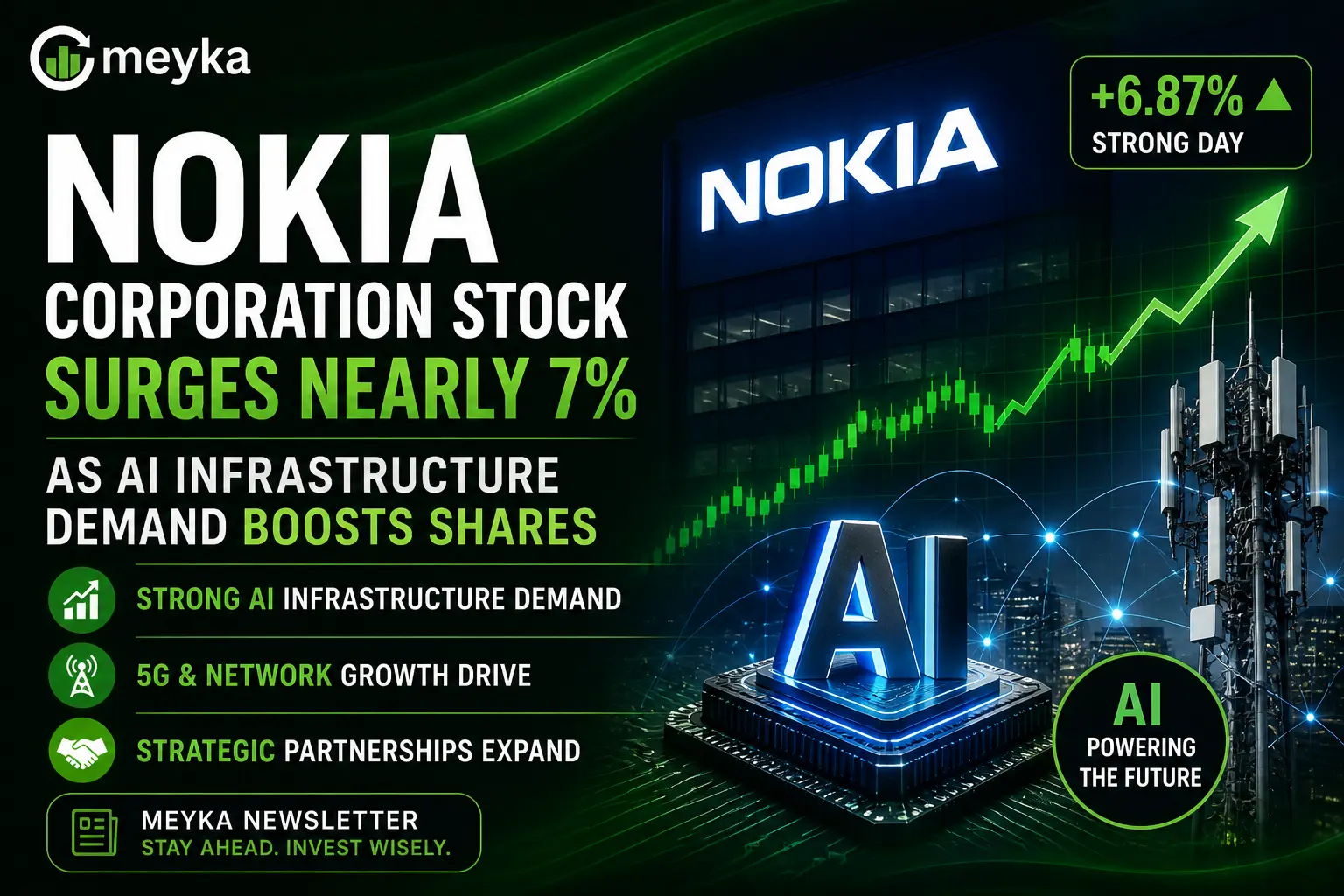 Nokia Corporation Stock Surges Nearly 7% as AI Infrastructure Demand Boosts Shares 