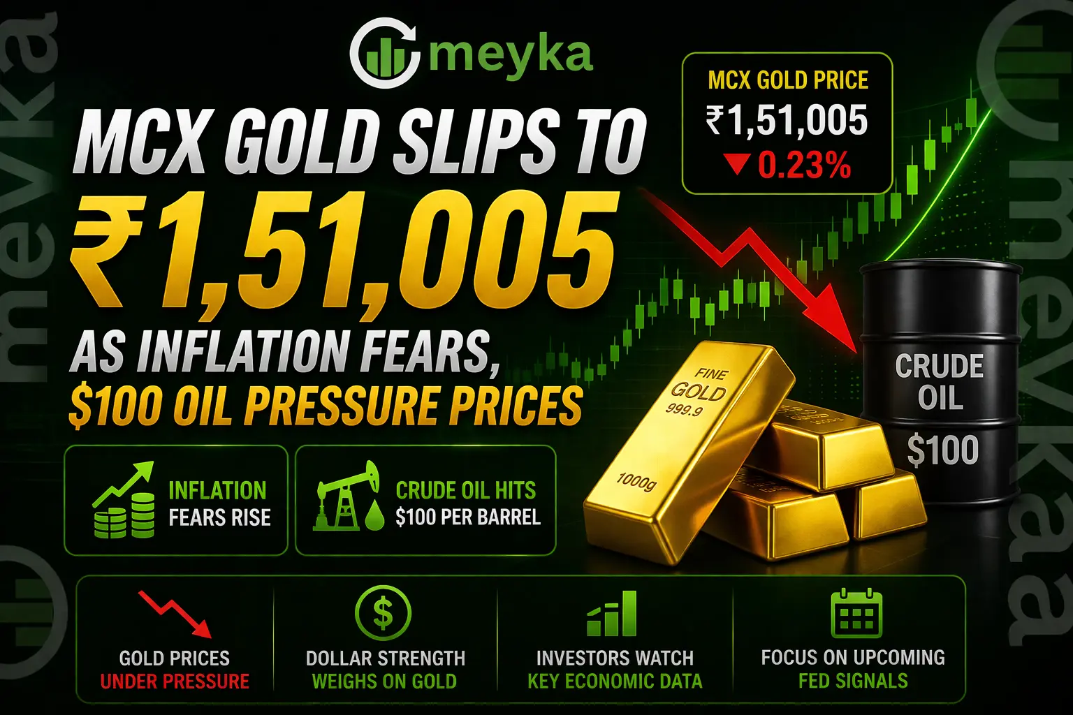 MCX Gold Slips to ₹1,51,005 as Inflation Fears, $100 Oil Pressure Prices