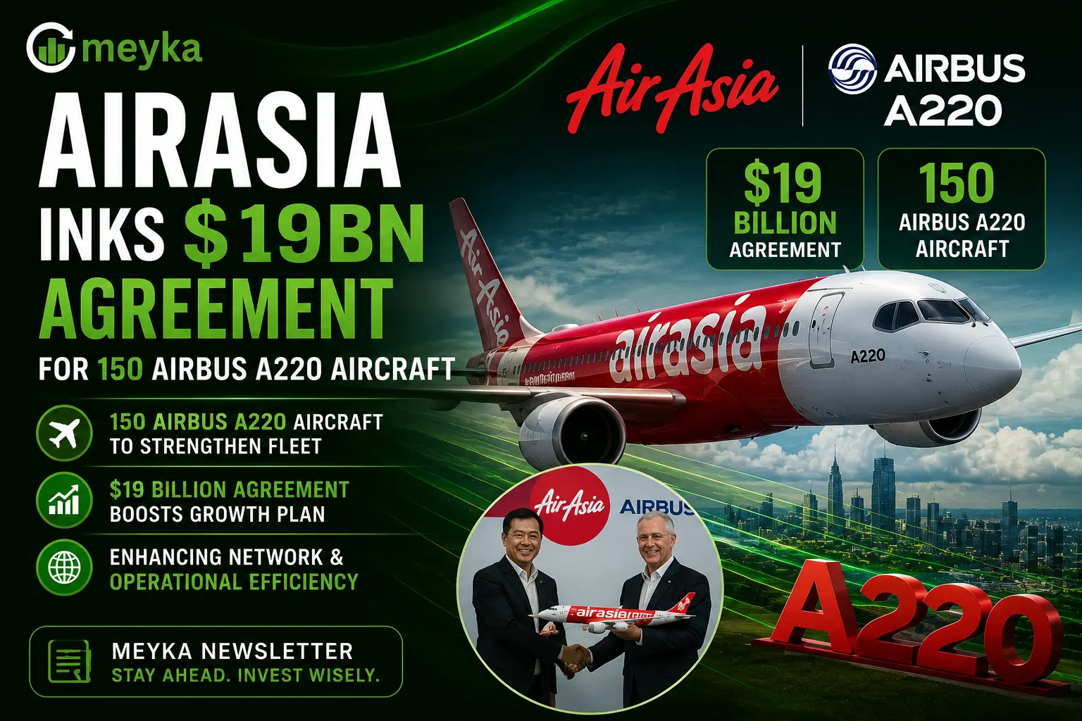 AirAsia inks $19bn agreement for 150 Airbus A220 aircraft