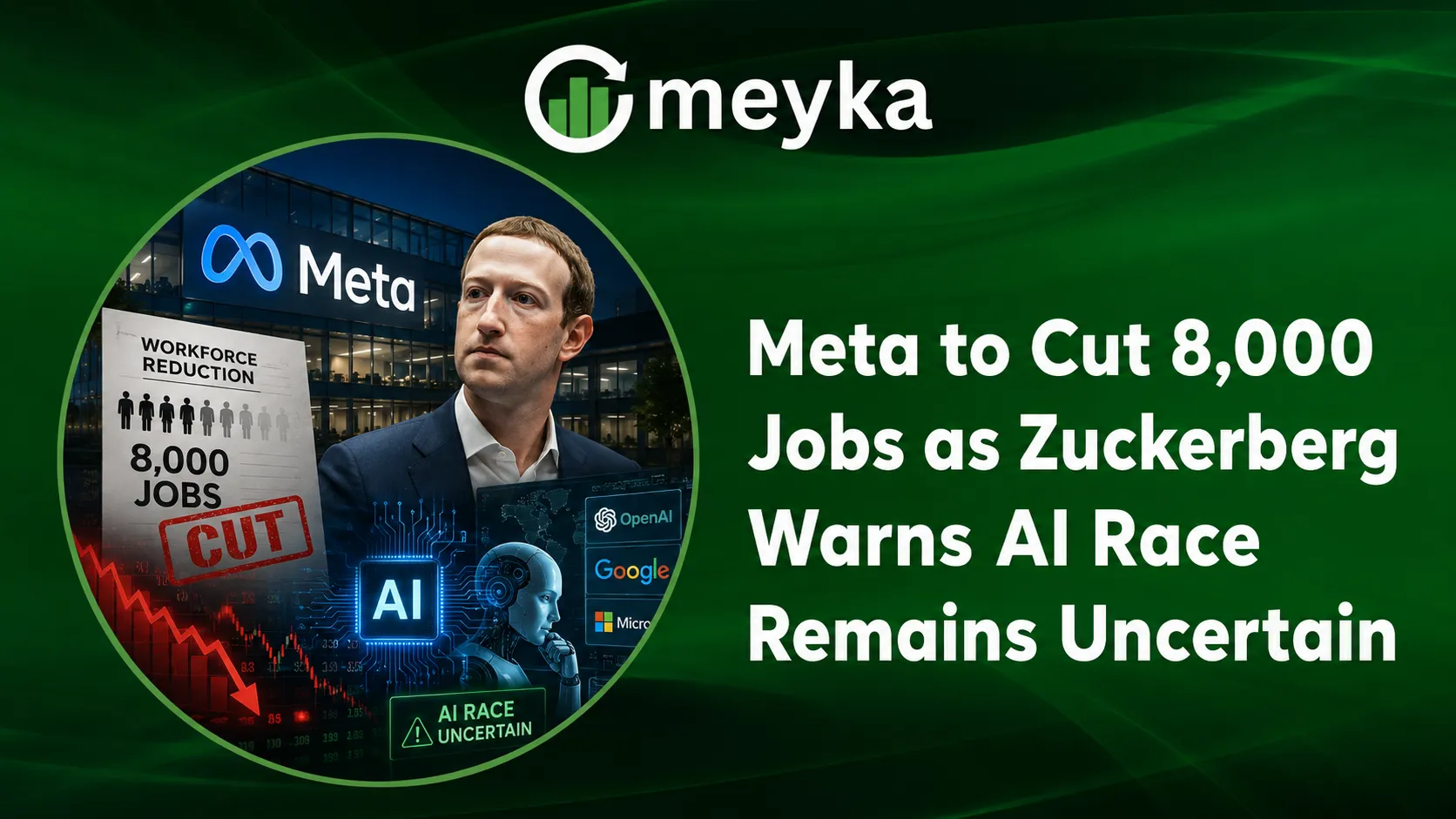 Meta to Cut 8,000 Jobs as Zuckerberg Warns AI Race Remains Uncertain