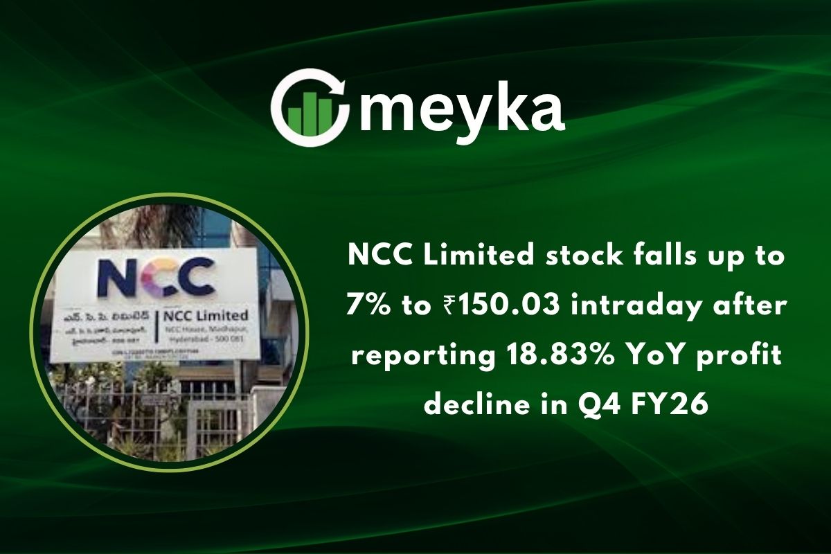 NCC Limited stock falls up to 7% to ₹150.03 intraday after reporting 18.83% YoY profit decline in Q4 FY26