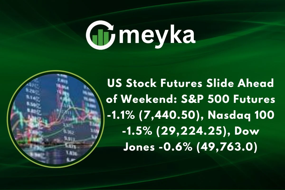 US Stock Futures Slide Ahead of Weekend: S&P 500 Futures -1.1% (7,440.50), Nasdaq 100 -1.5% (29,224.25), Dow Jones -0.6% (49,763.0) 