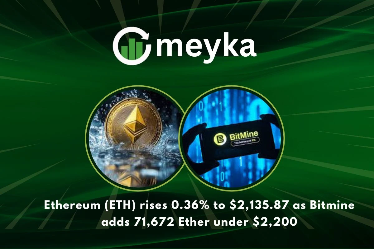 Ethereum (ETH) rises 0.36% to $2,135.87 as Bitmine adds 71,672 Ether under $2,200 