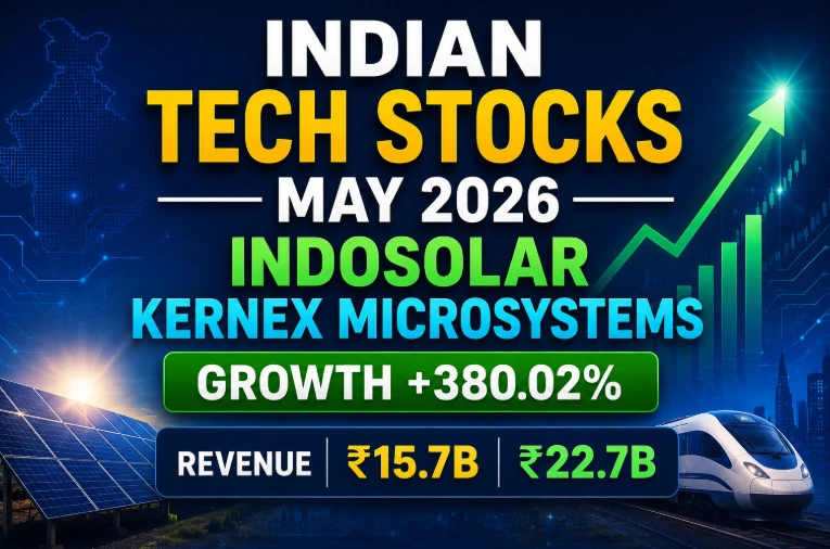 Indian Tech Stocks May 2026 Indosolar Kernex Microsystems Growth +380.02% Revenue ₹15.7B ₹22.7B