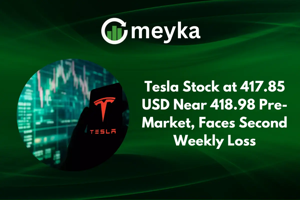 Tesla Stock at 417.85 USD Near 418.98 Pre-Market, Faces Second Weekly Loss