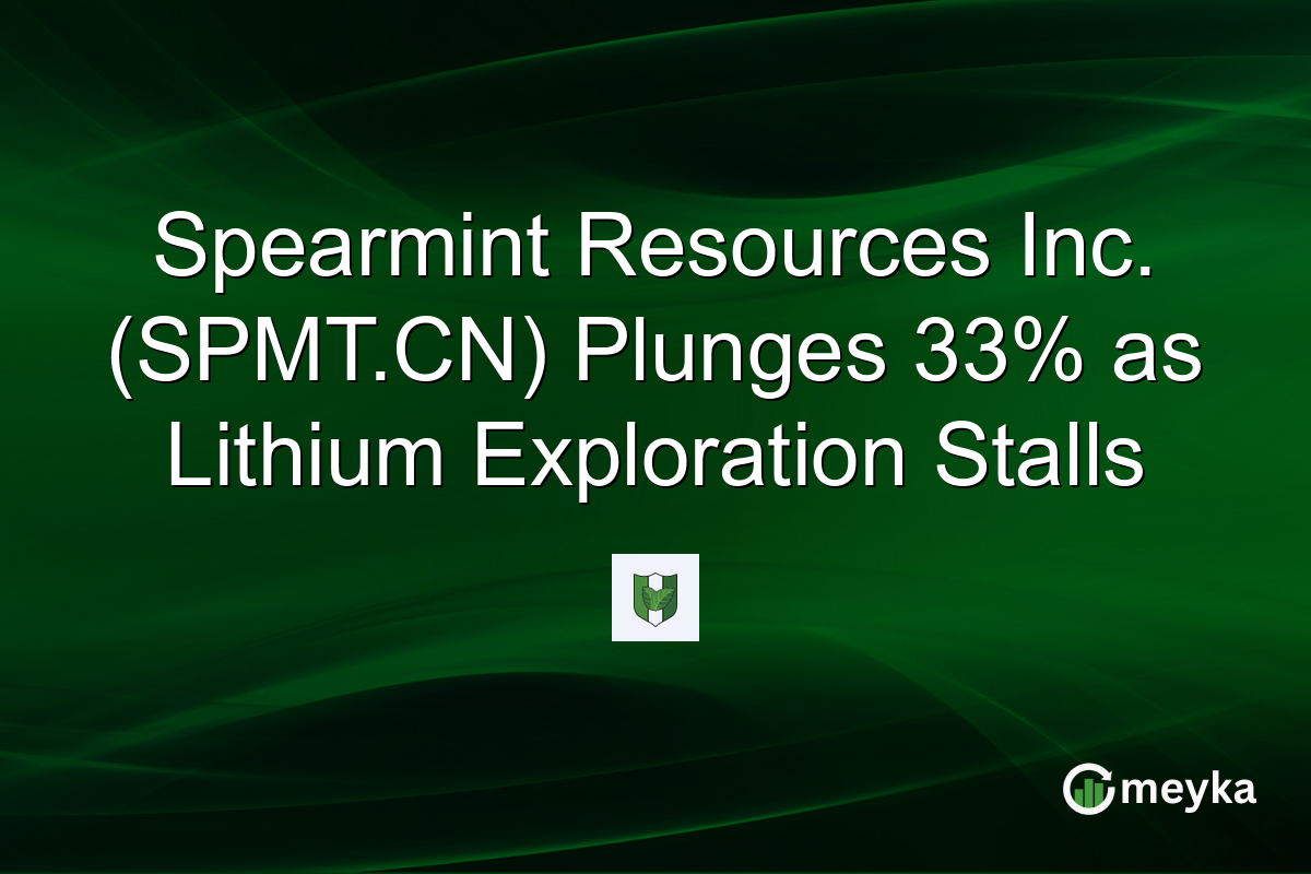 Spearmint Resources Inc. (SPMT.CN) Plunges 33% as Lithium Exploration Stalls