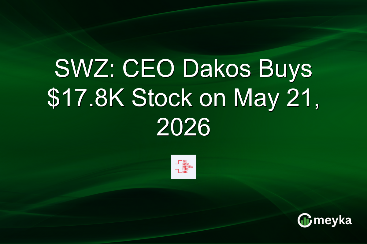 SWZ: CEO Dakos Buys $17.8K Stock on May 21, 2026