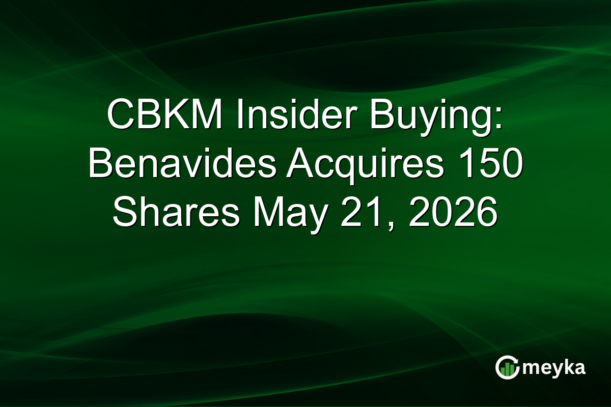 CBKM Insider Buying: Benavides Acquires 150 Shares May 21, 2026