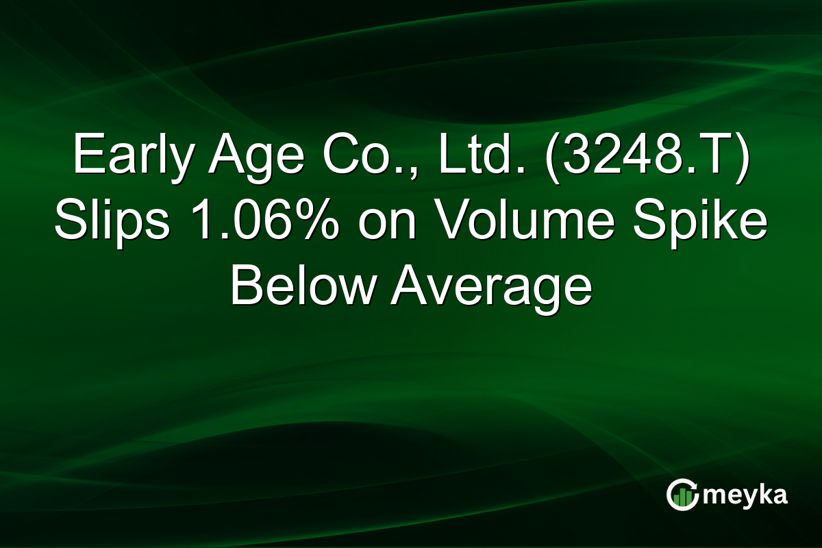 Early Age Co., Ltd. (3248.T) Slips 1.06% on Volume Spike Below Average