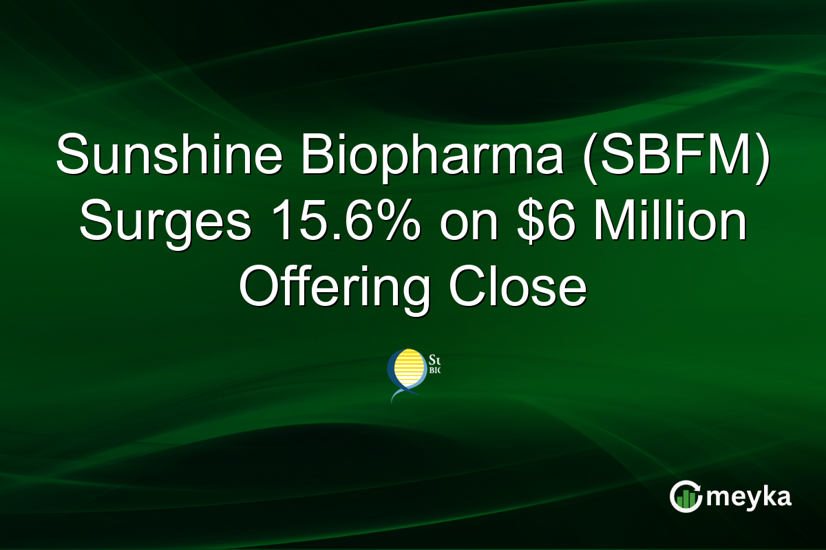 Sunshine Biopharma (SBFM) Surges 15.6% on $6 Million Offering Close