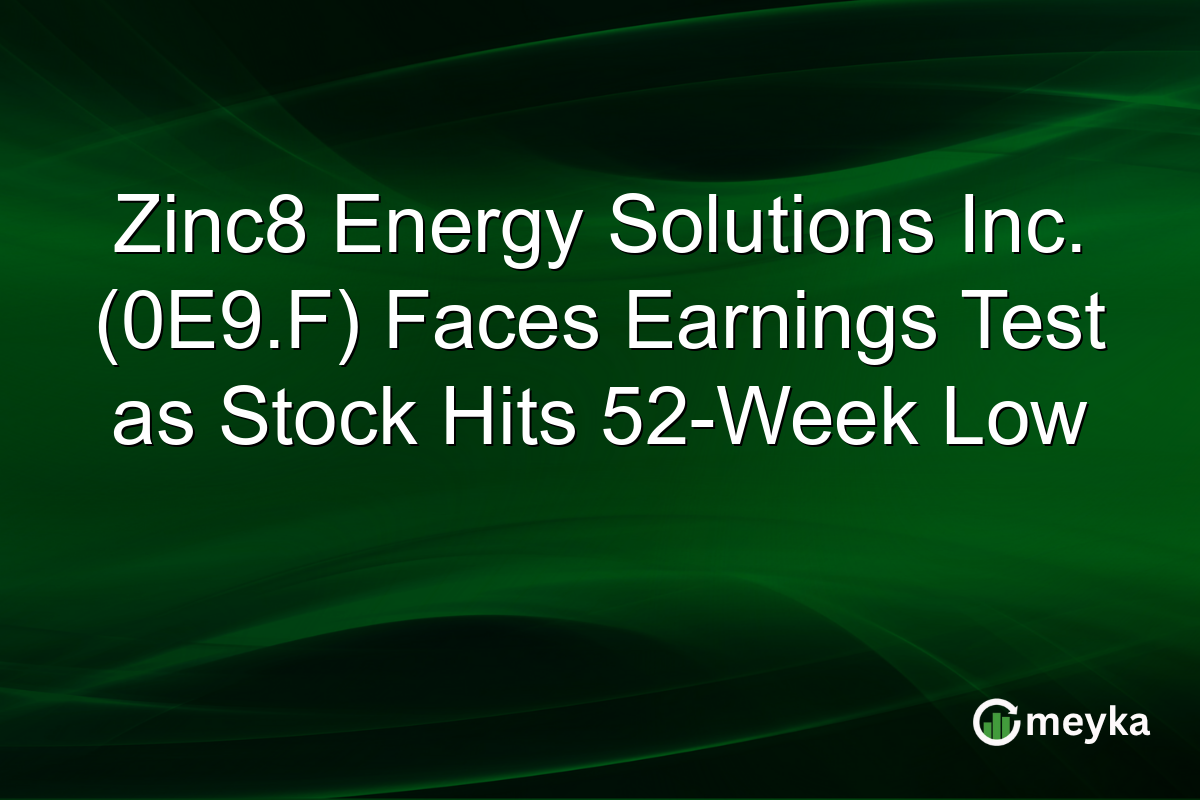 Zinc8 Energy Solutions Inc. (0E9.F) Faces Earnings Test as Stock Hits 52-Week Low