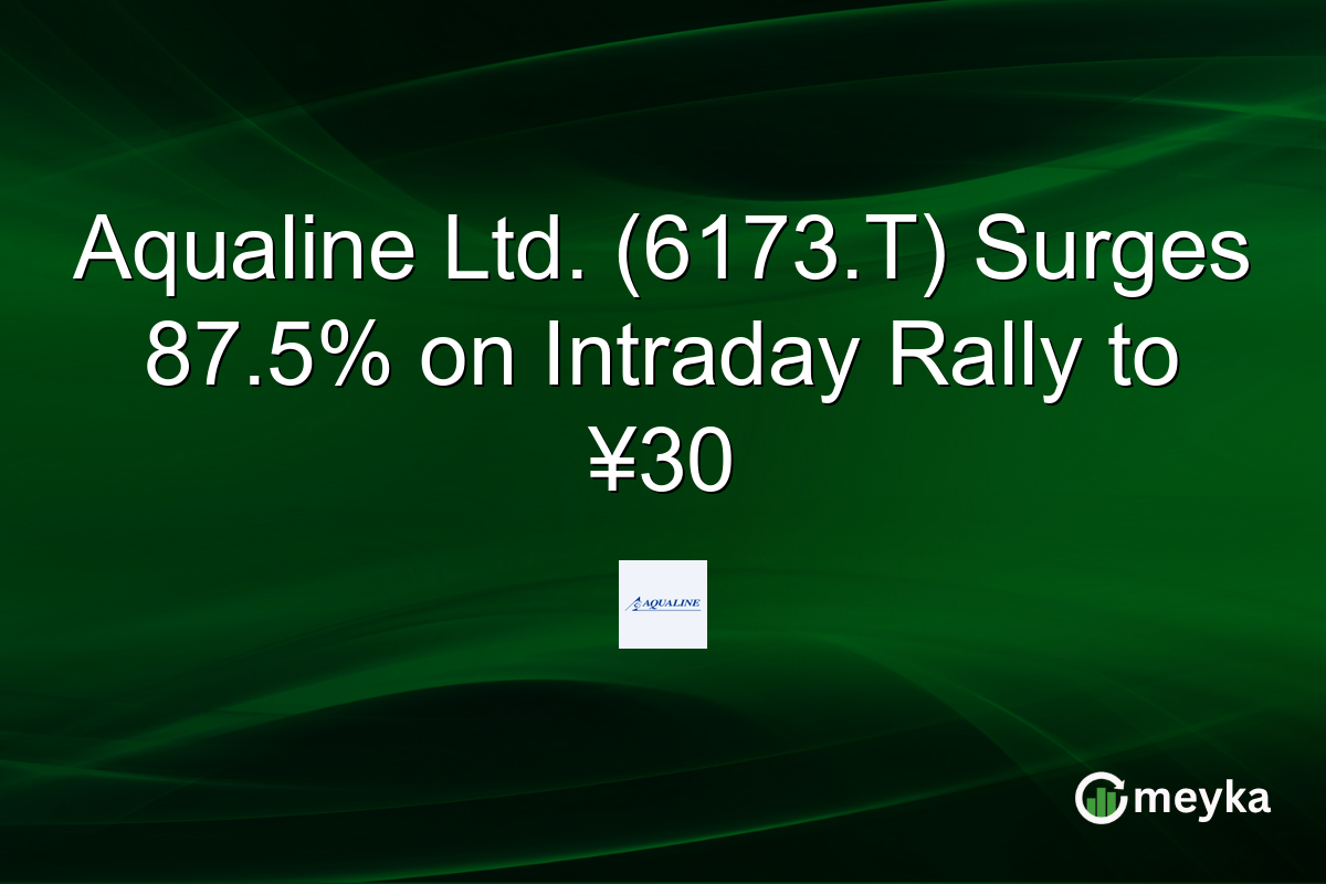 Aqualine Ltd. (6173.T) Surges 87.5% on Intraday Rally to ¥30