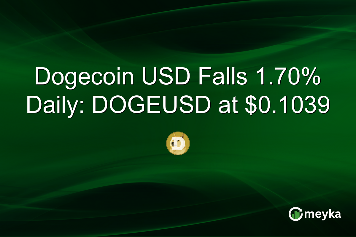 Dogecoin USD Falls 1.70% Daily: DOGEUSD at $0.1039