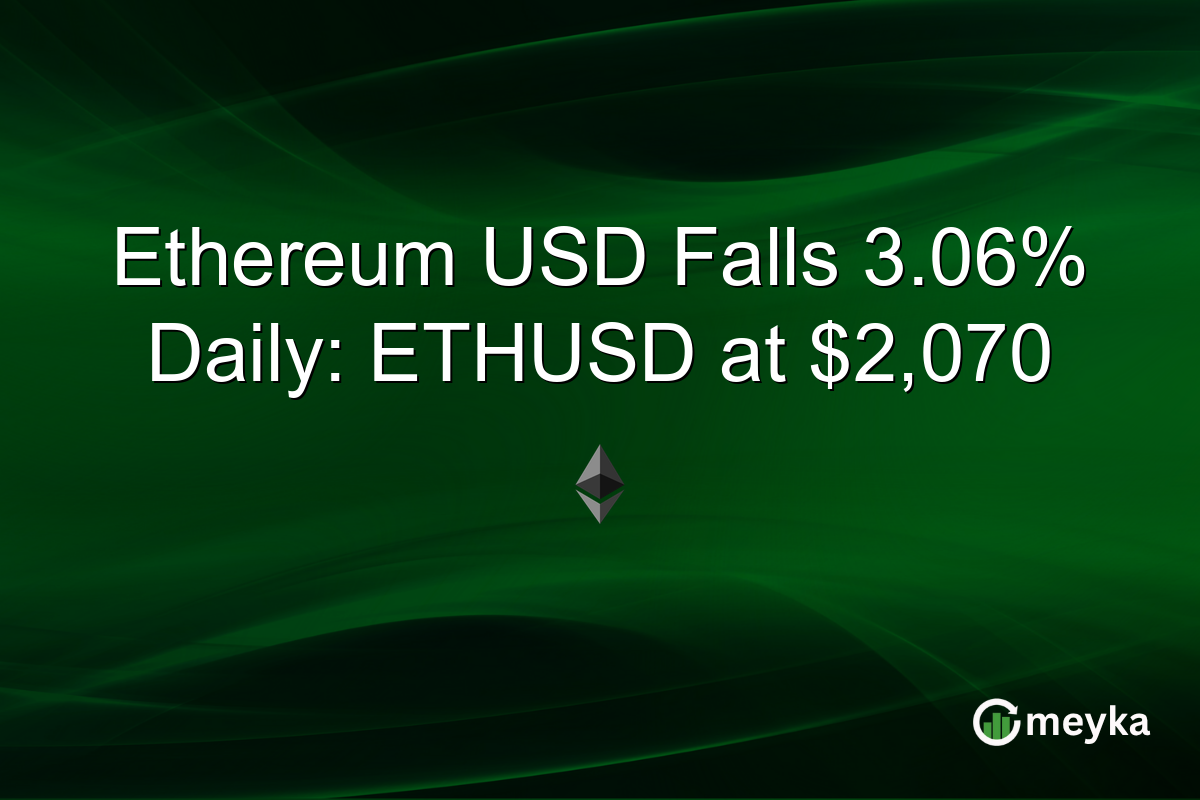 Ethereum USD Falls 3.06% Daily: ETHUSD at $2,070