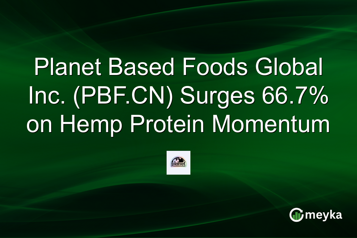 Planet Based Foods Global Inc. (PBF.CN) Surges 66.7% on Hemp Protein Momentum