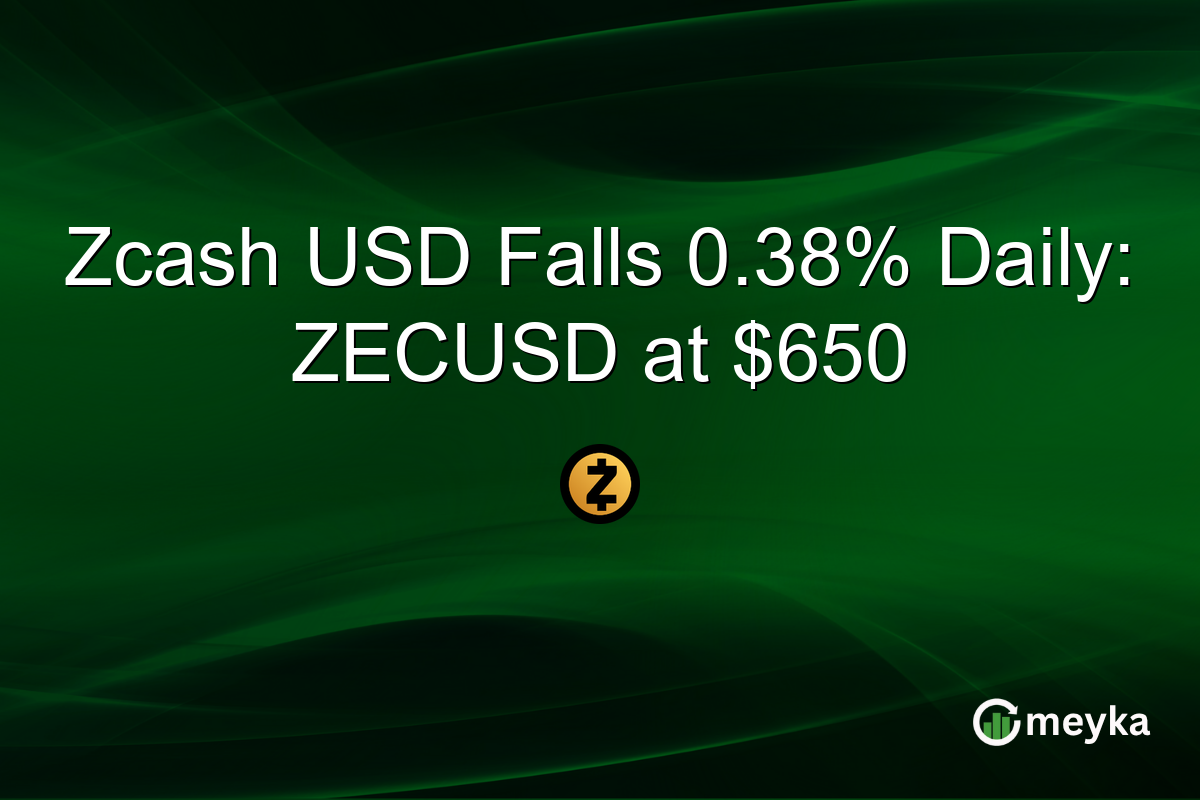 Zcash USD Falls 0.38% Daily: ZECUSD at $650