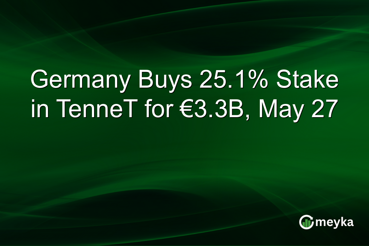 Germany Buys 25.1% Stake in TenneT for €3.3B, May 27