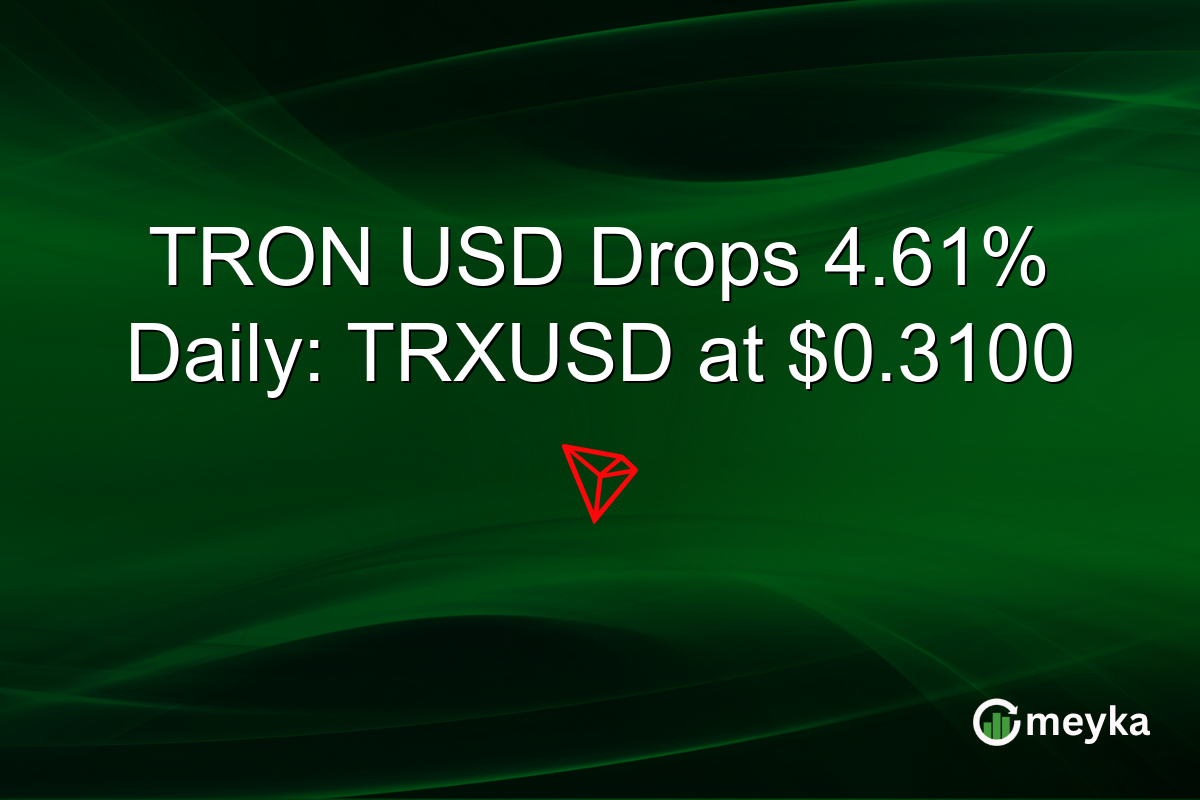 TRON USD Drops 4.61% Daily: TRXUSD at $0.3100