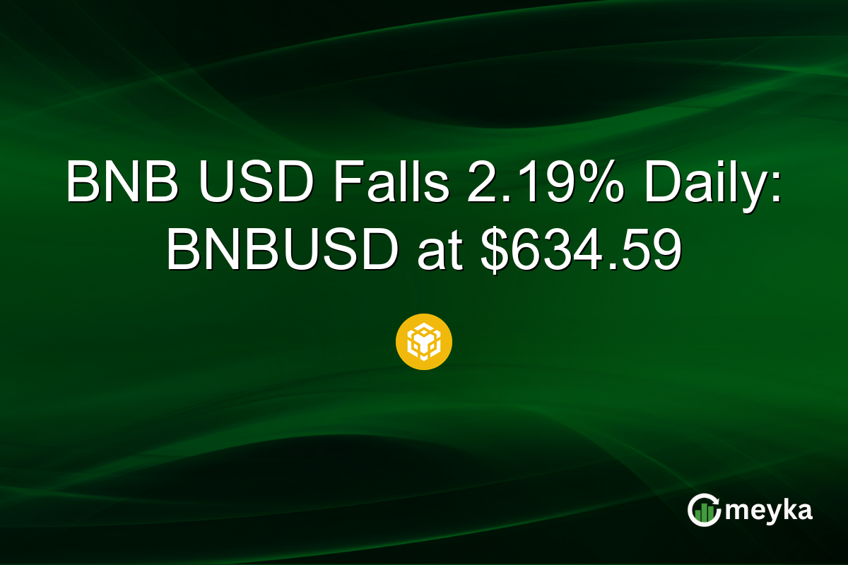 BNB USD Falls 2.19% Daily: BNBUSD at $634.59