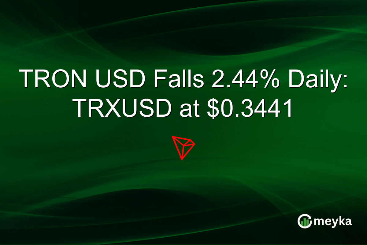 TRON USD Falls 2.44% Daily: TRXUSD at $0.3441