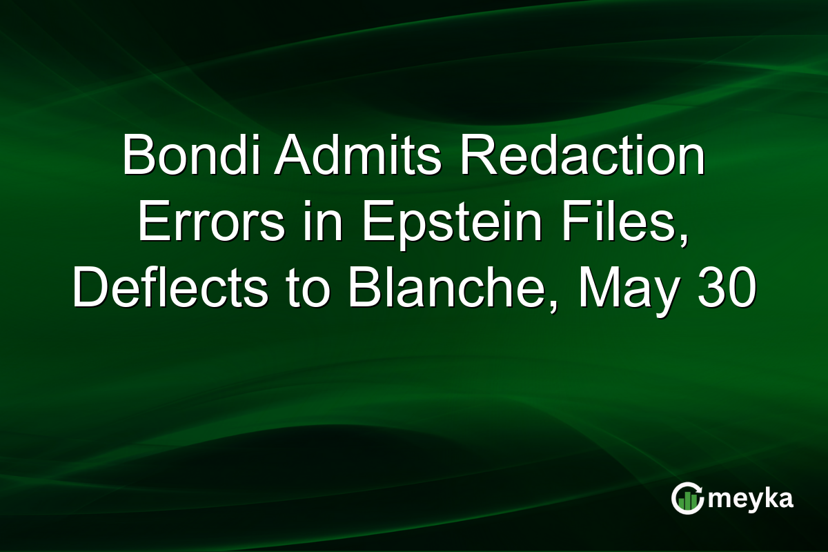 Bondi Admits Redaction Errors in Epstein Files, Deflects to Blanche, May 30