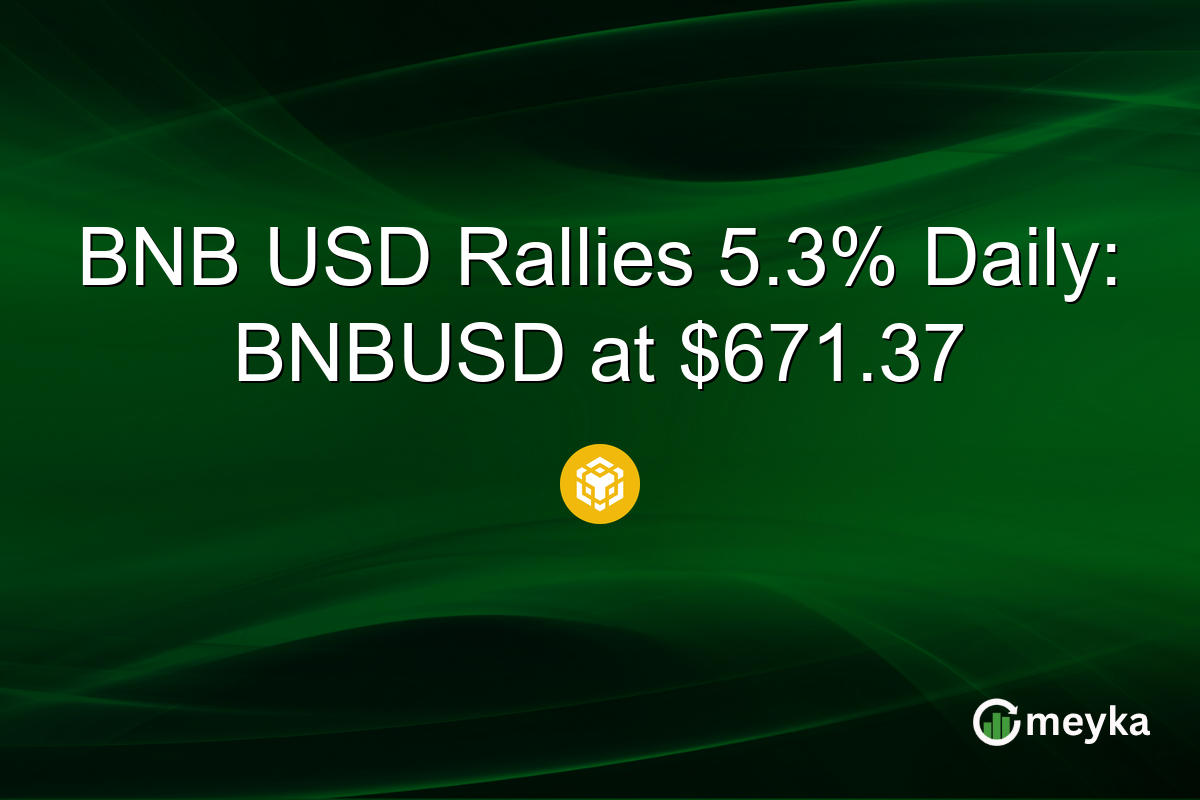 BNB USD Rallies 5.3% Daily: BNBUSD at $671.37
