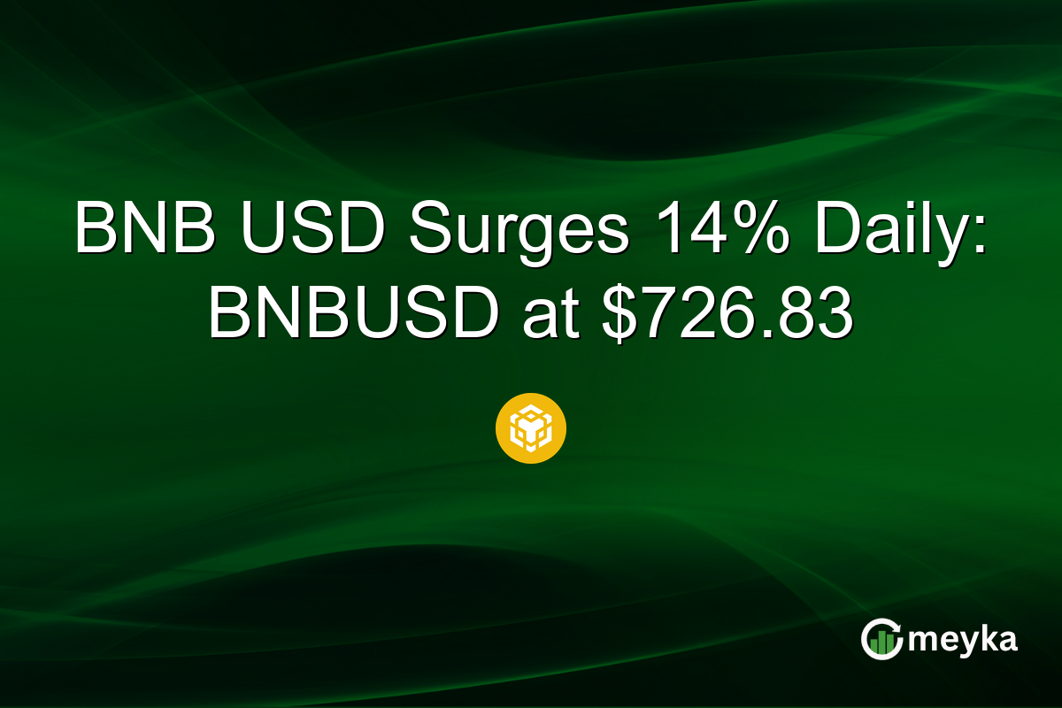 BNB USD Surges 14% Daily: BNBUSD at $726.83