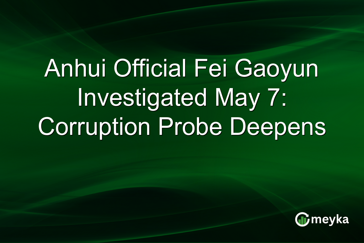 Anhui Official Fei Gaoyun Investigated May 7: Corruption Probe Deepens