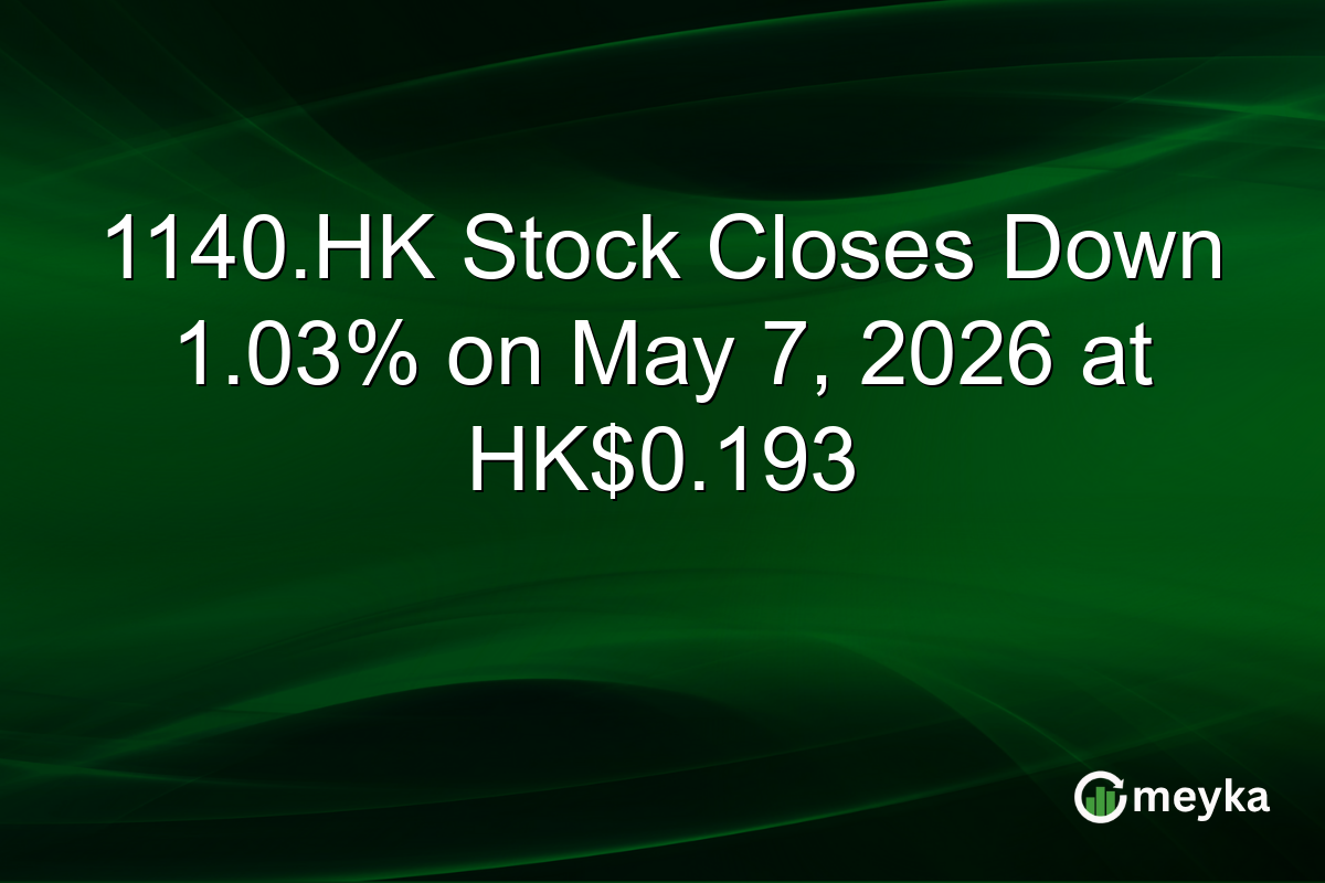 1140.HK Stock Closes Down 1.03% on May 7, 2026 at HK$0.193