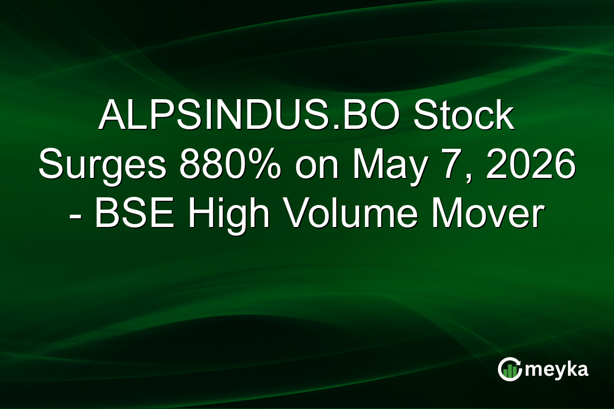 ALPSINDUS.BO Stock Surges 880% on May 7, 2026 – BSE High Volume Mover