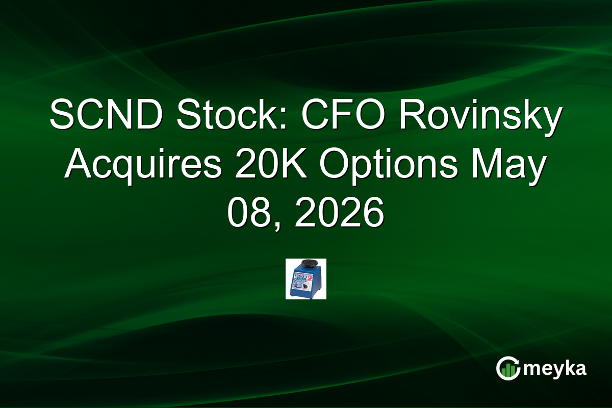 SCND Stock: CFO Rovinsky Acquires 20K Options May 08, 2026