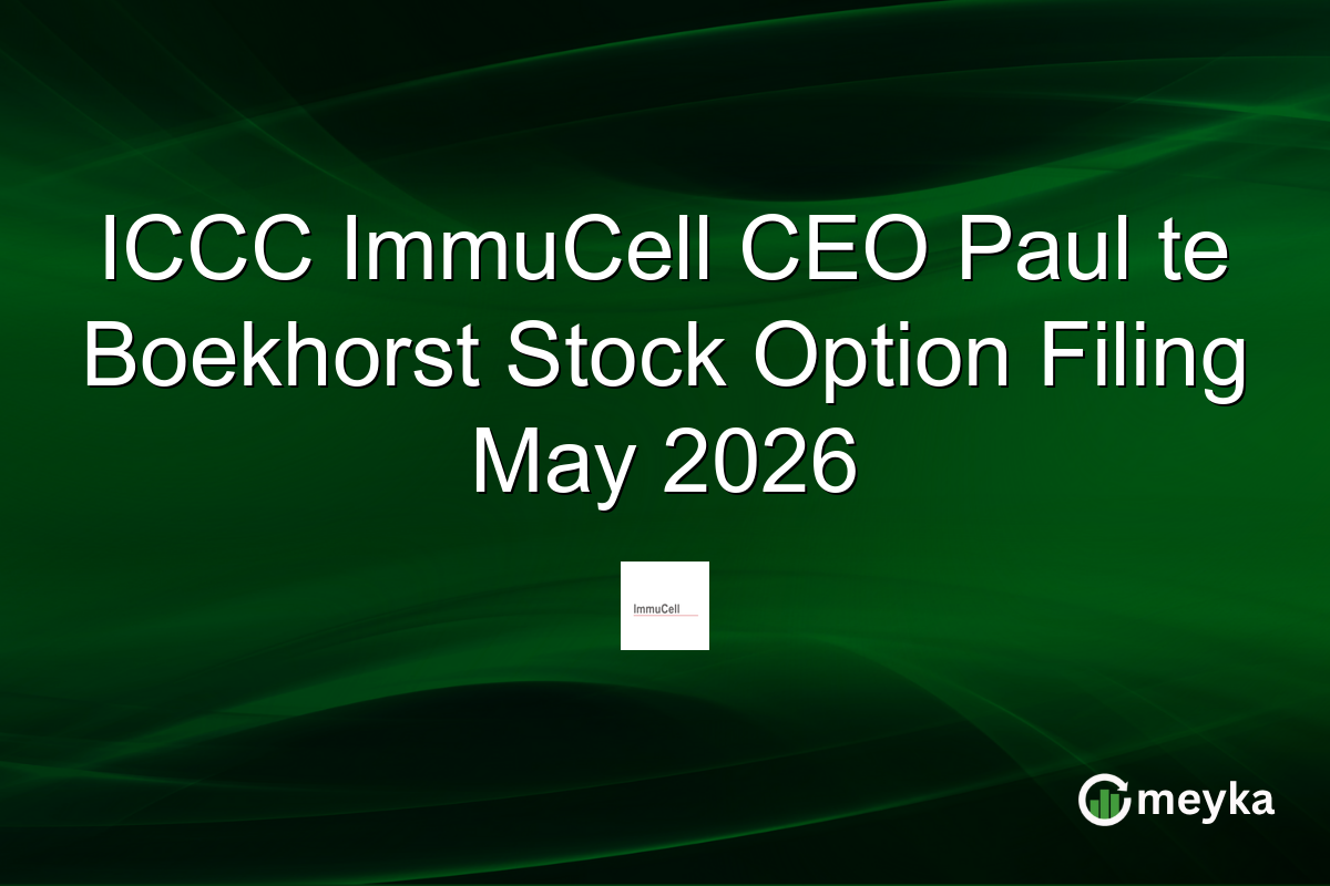 ICCC ImmuCell CEO Paul te Boekhorst Stock Option Filing May 2026
